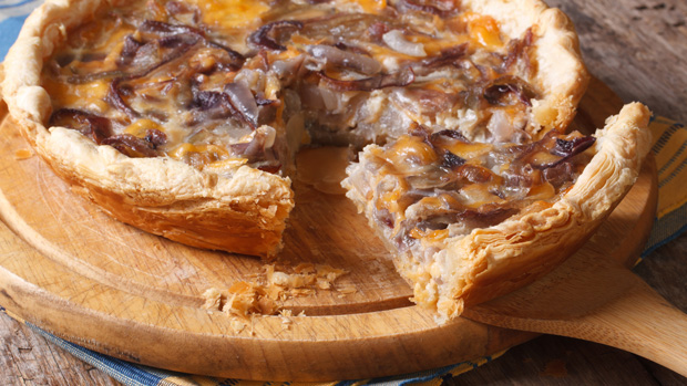 Caramelised onion and cheese tart