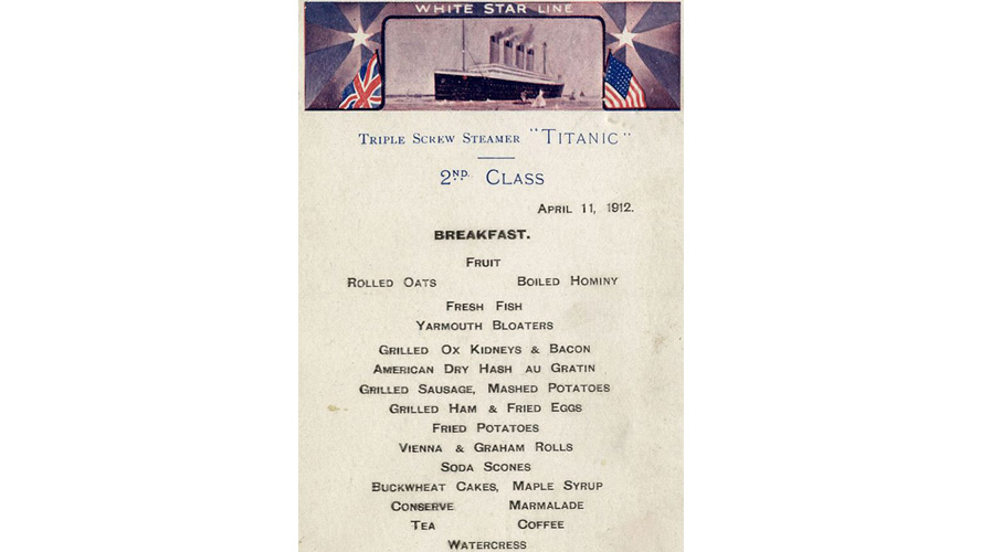 Rare menus from the Titanic released | OverSixty