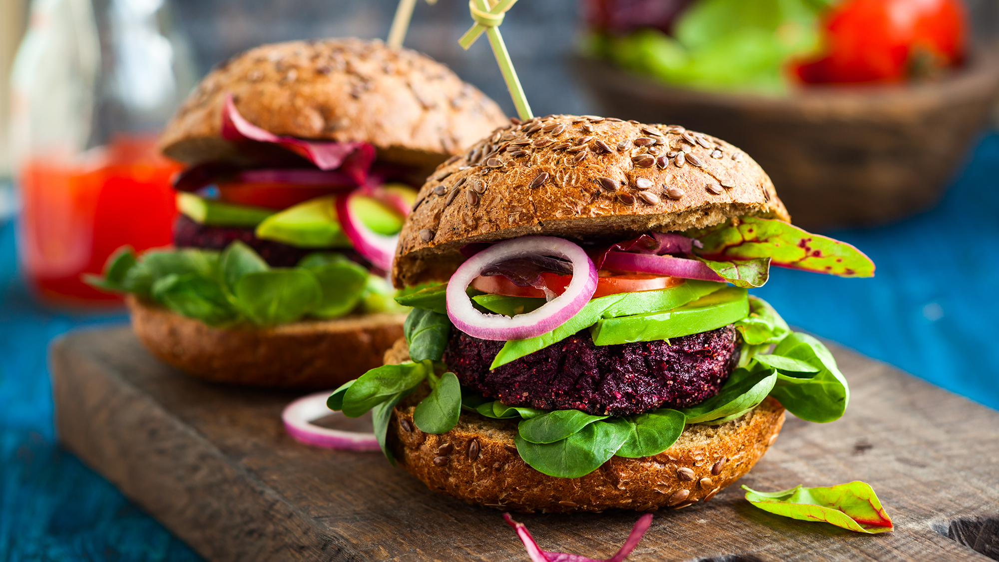 Vegetarian Beetroot Burger With Avocado Oversixty