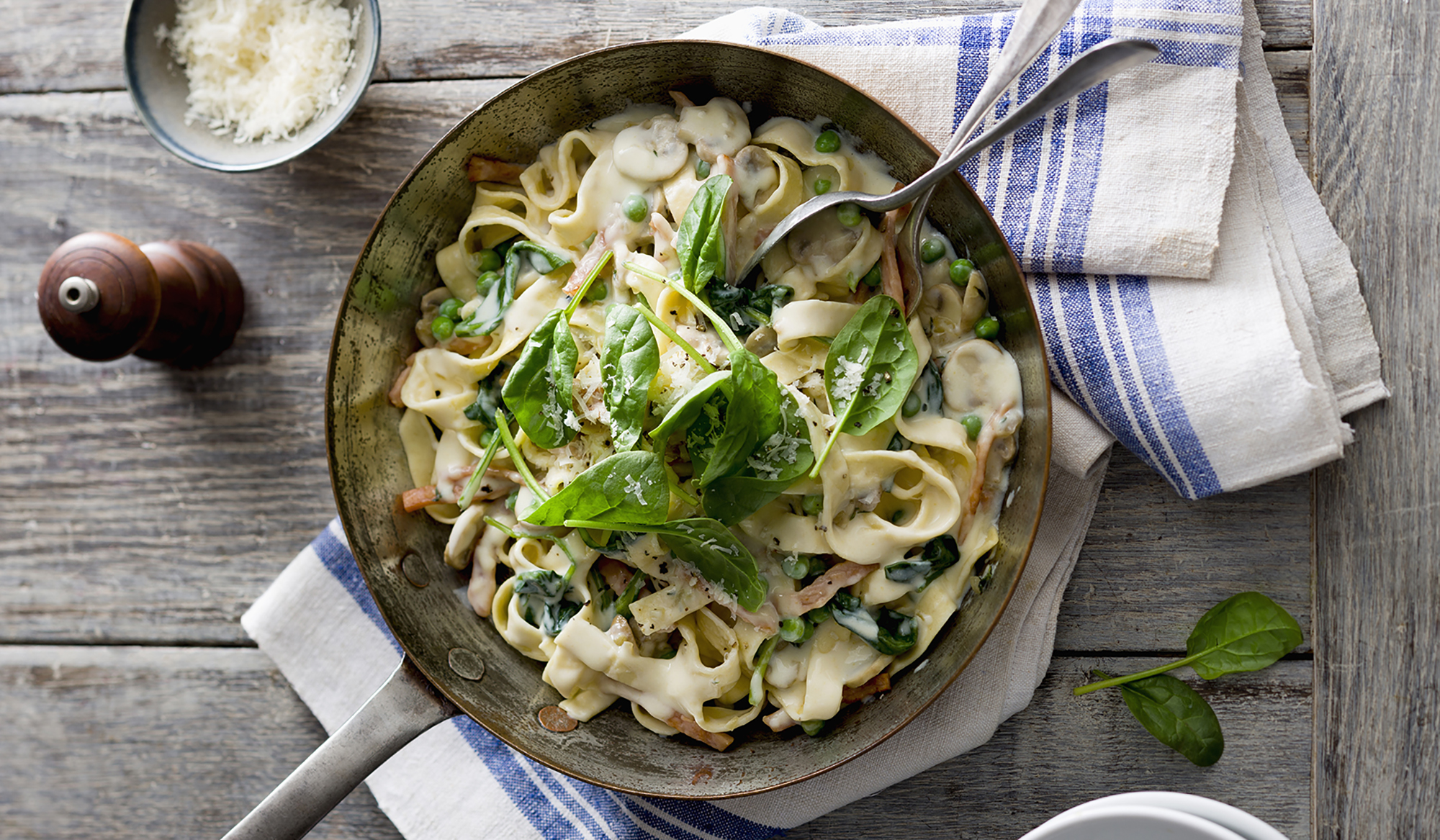 Veggie Packed Carbonara With Mushrooms And Fresh Spinach Oversixty