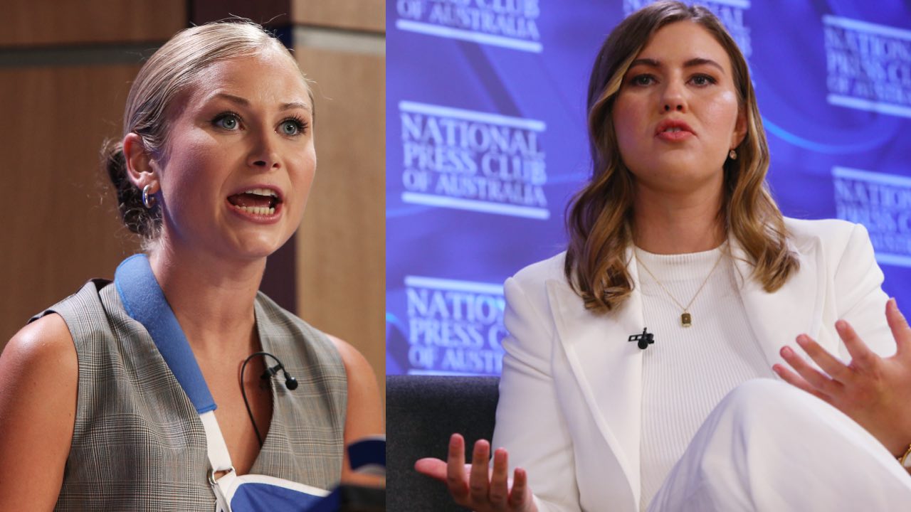 Grace Tame and Brittany Higgins slam PM in press club address