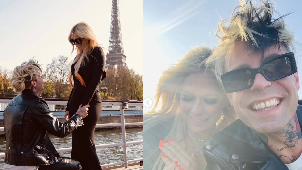 Avril Lavigne shows off massive engagement ring in Paris