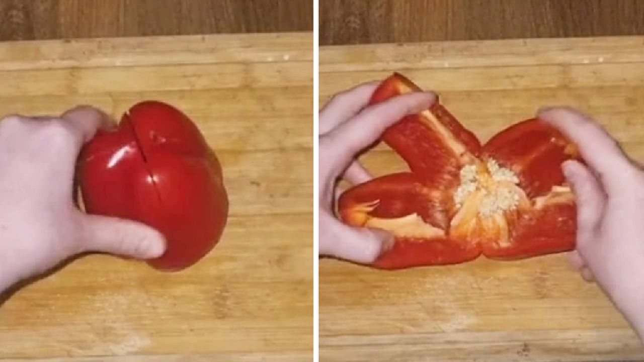 Clever capsicum chopping hack for doing away with mess