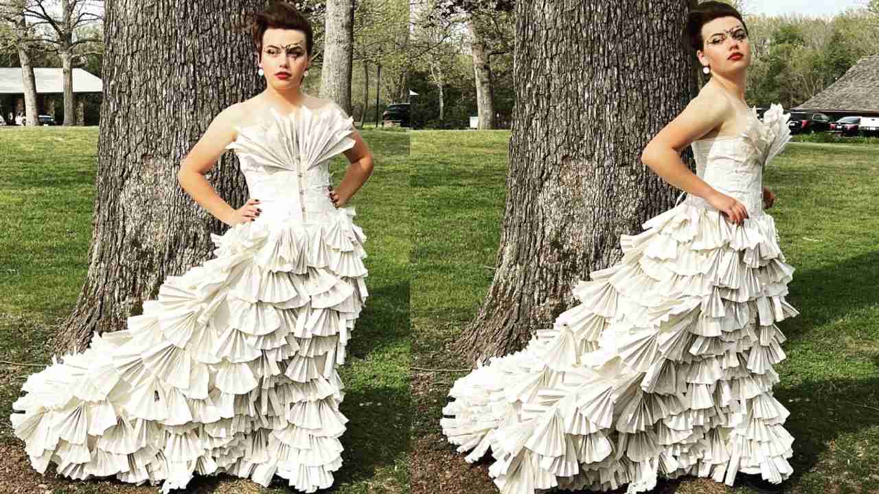 Teen makes prom dress out of Harry Potter series