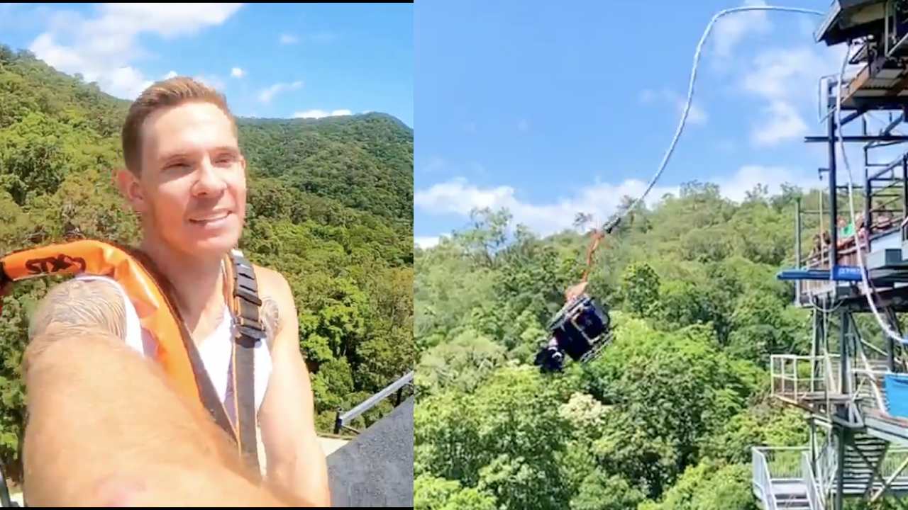 World first: paratriathlete bungee jumps from 50m in wheelchair