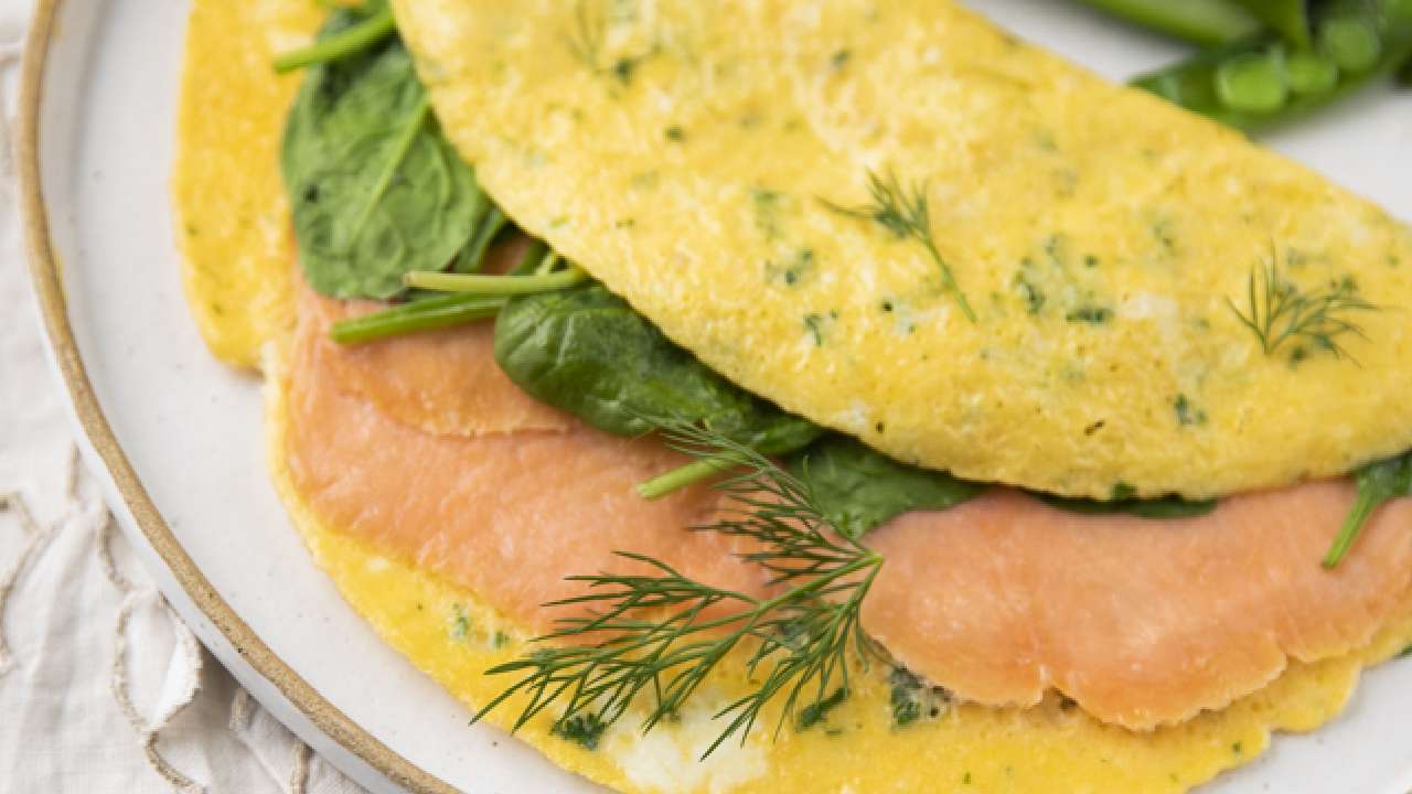 From a series of recipes by Xali: Smoked Salmon, Spinach and Dill Omelette