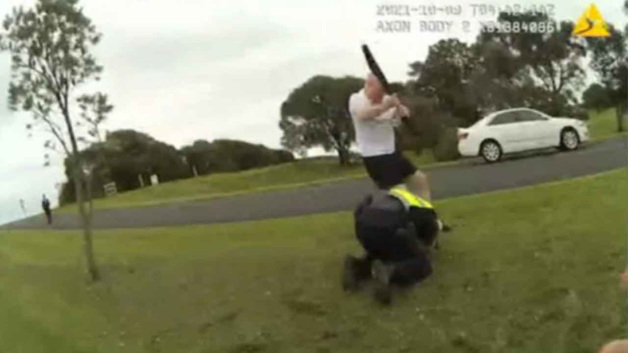 Shocking footage shows brutal baseball attack on police officer