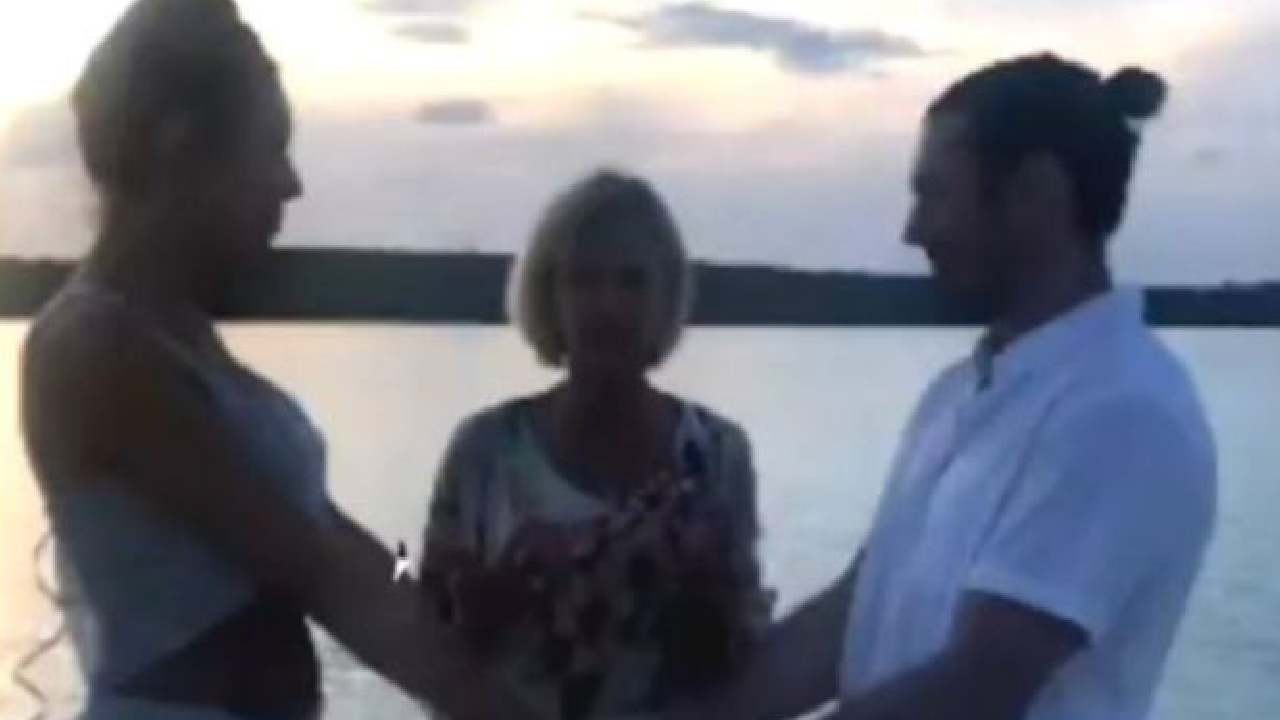 ﻿Chloe Lattanzi shares footage of Olivia Newton-John officiating her wedding