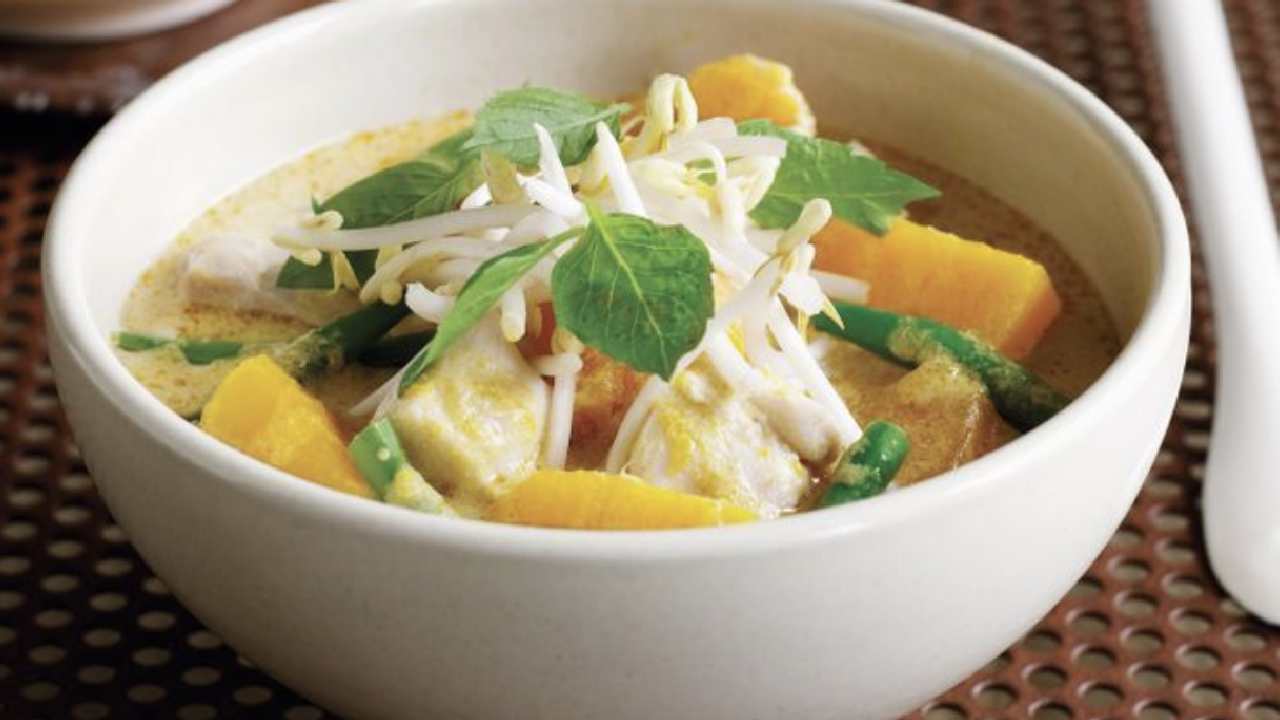 Pumpkin and chicken red curry