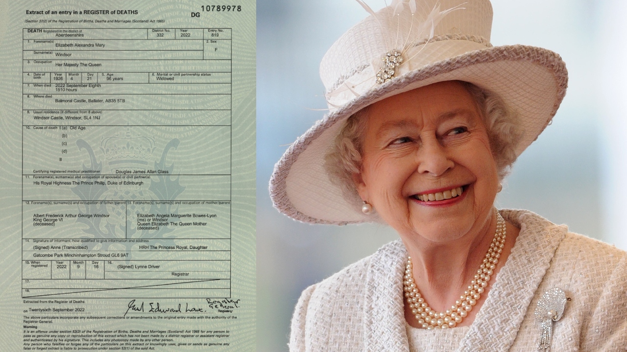 Queen's official death certificate released