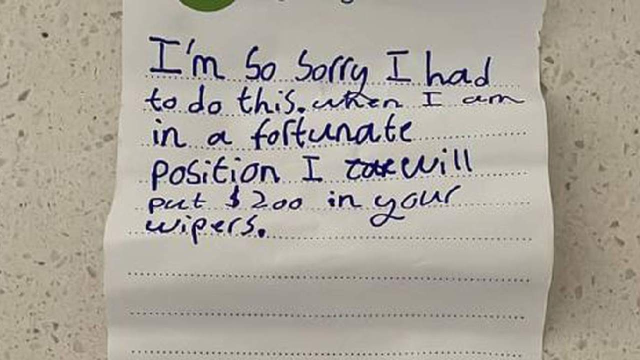 "I'm so sorry I had to do this": Thief leaves hand-written apology and desperate promise
