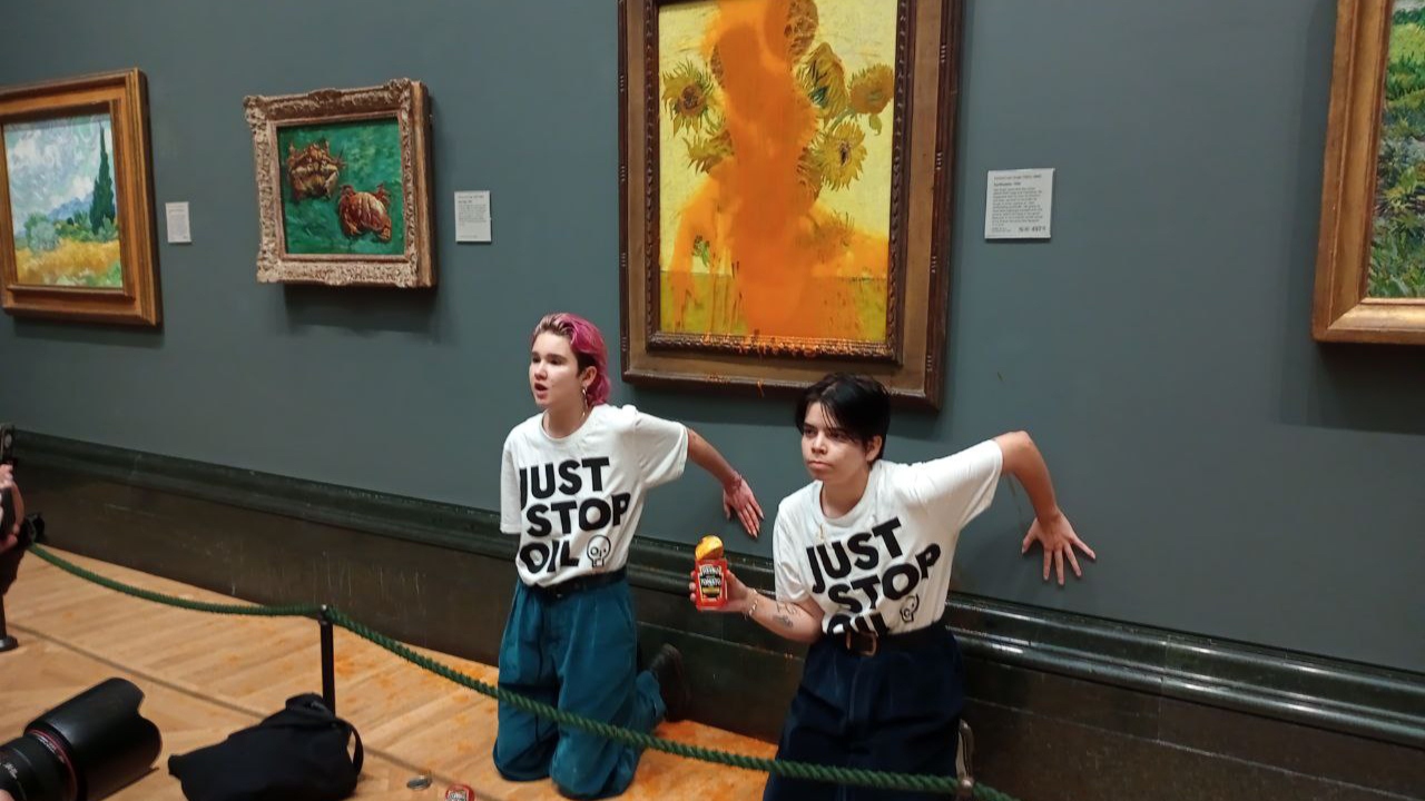 Climate activists attack Van Gogh’s Sunflowers with soup