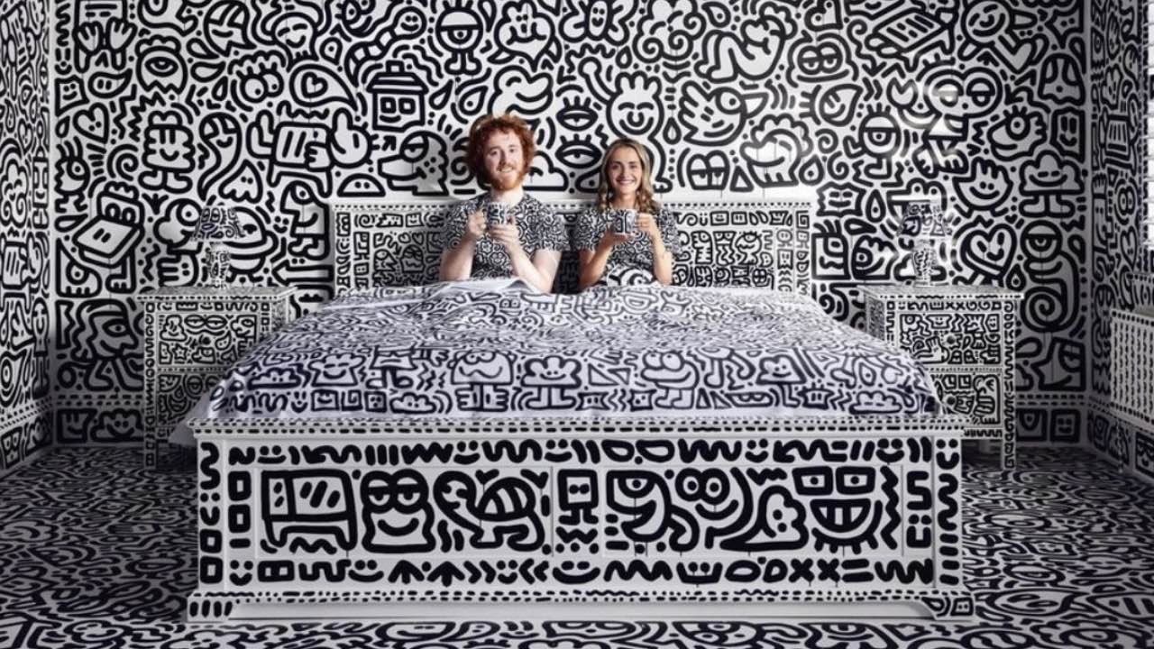 Artist spends two years covering his home in doodles