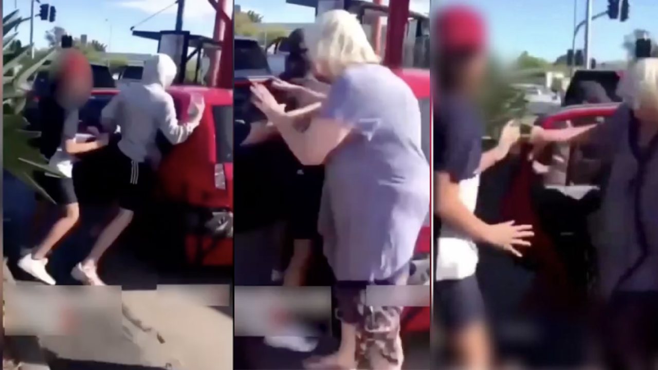 Brave grandmother defends grandson from group of violent thieves