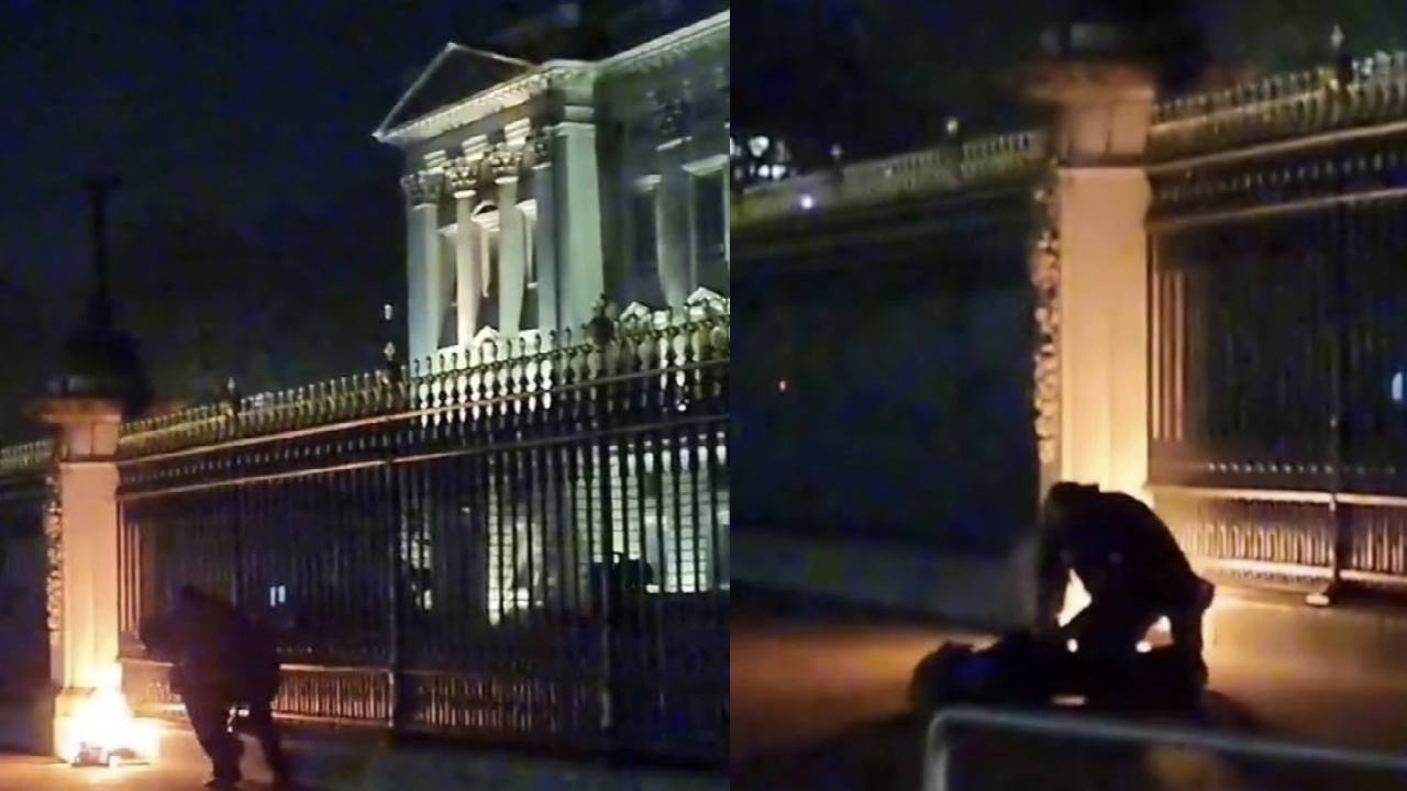 Man caught setting fire outside Buckingham Palace