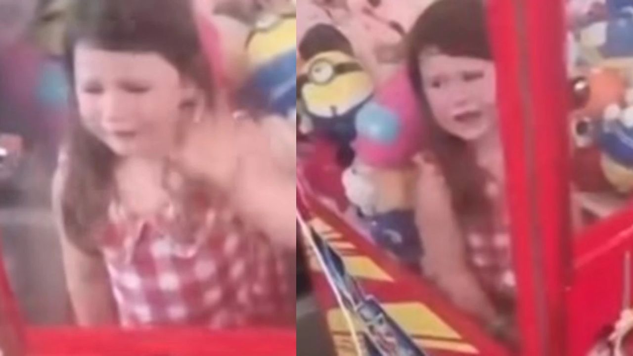 Four-year-old gets stuck INSIDE arcade claw machine