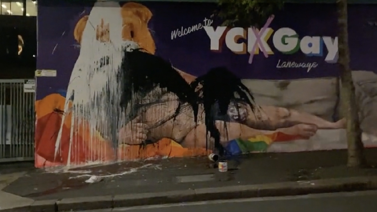 "Leave the kids alone": WorldPride mural vandalised