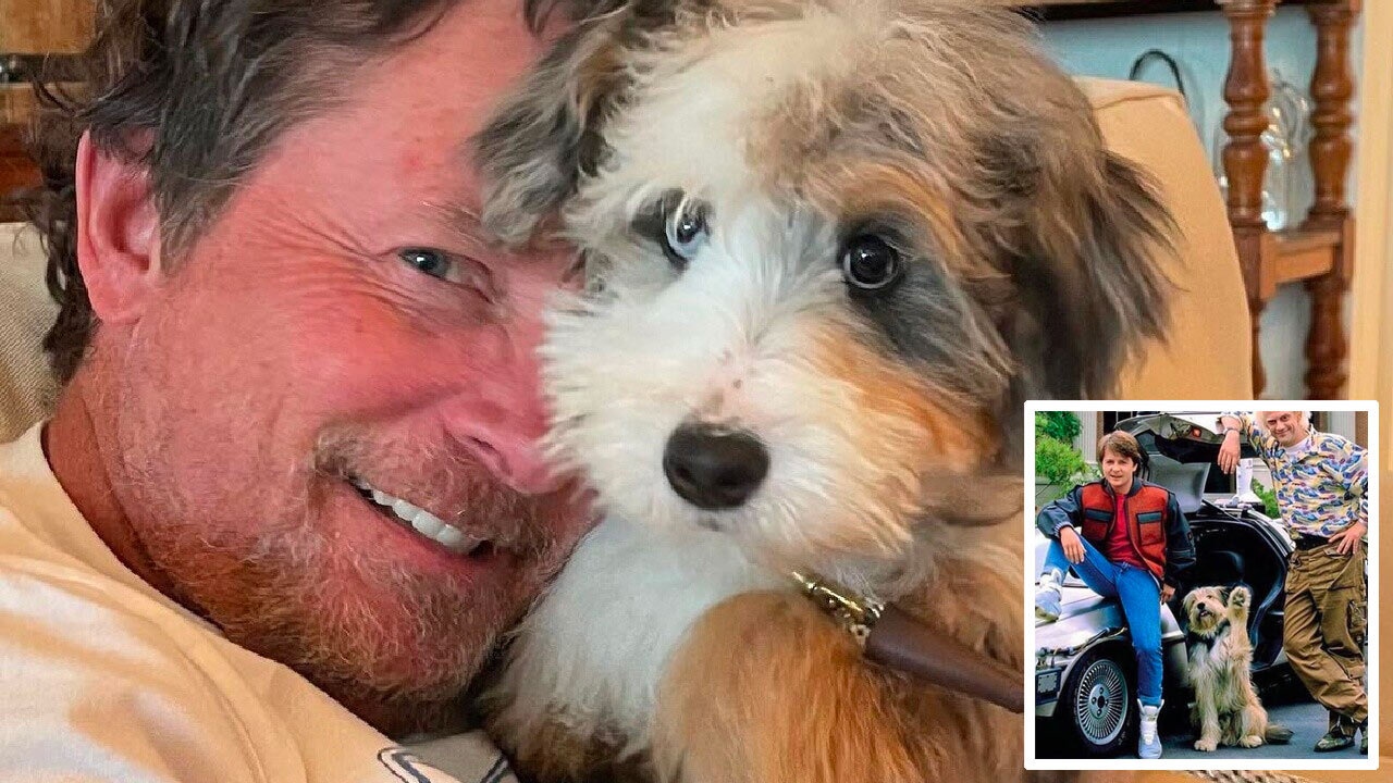 Great Scott! Michael J. Fox poses with new pup