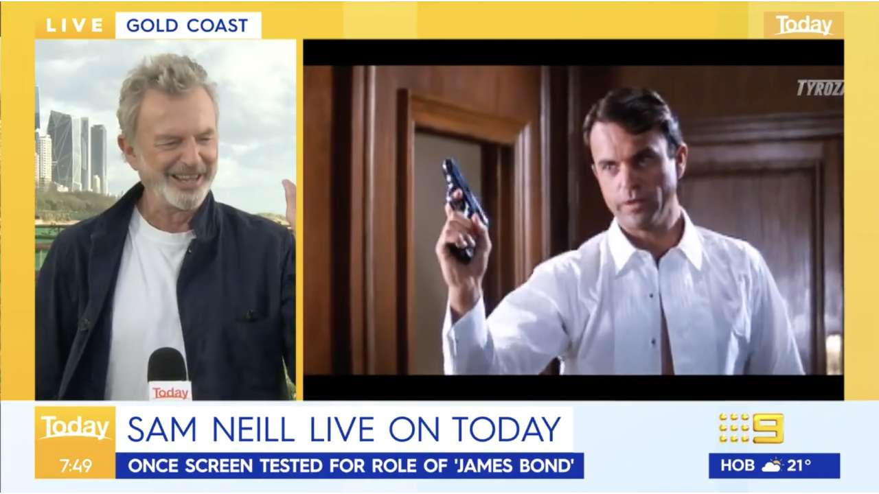 Hilarious footage emerges of Sam Neill's James Bond screen test