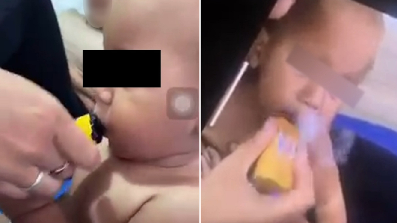 "Jail them": Fury after baby forced to vape while family laughs