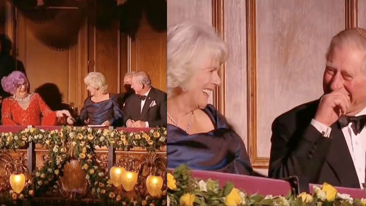 Video of Dame Edna's antics with the King and Queen Consort resurfaces