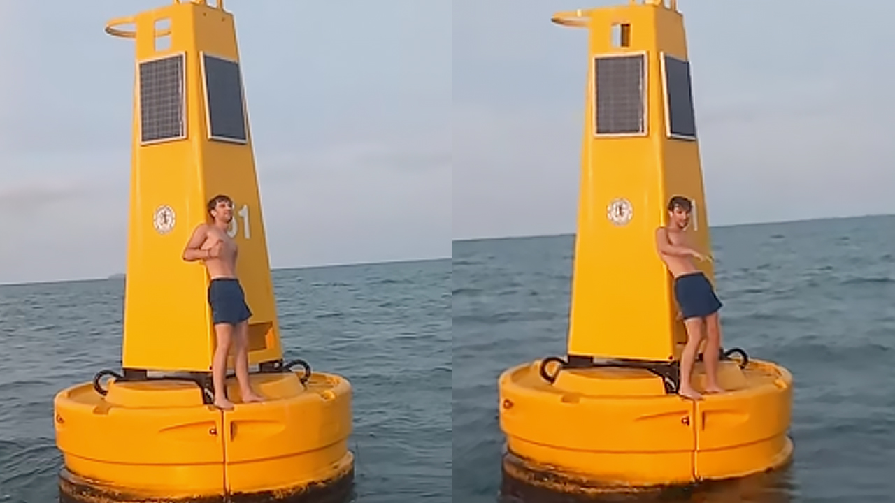 Oh buoy! British tourist learns a tough lesson in taking a drunken dip 