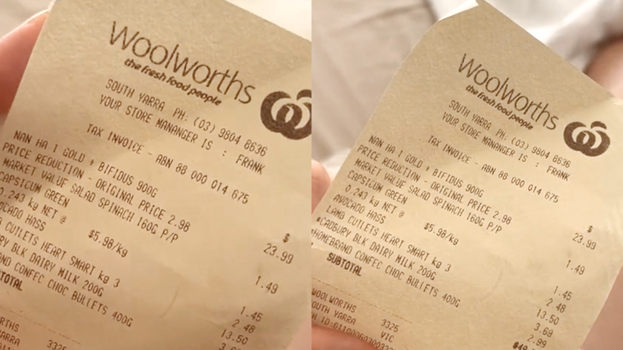 "That's insane": Vintage Woolies receipt shines a light on cheaper days