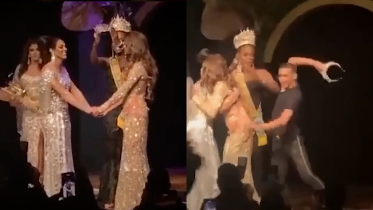 Furious husband steals the show at a Brazilian beauty pageant