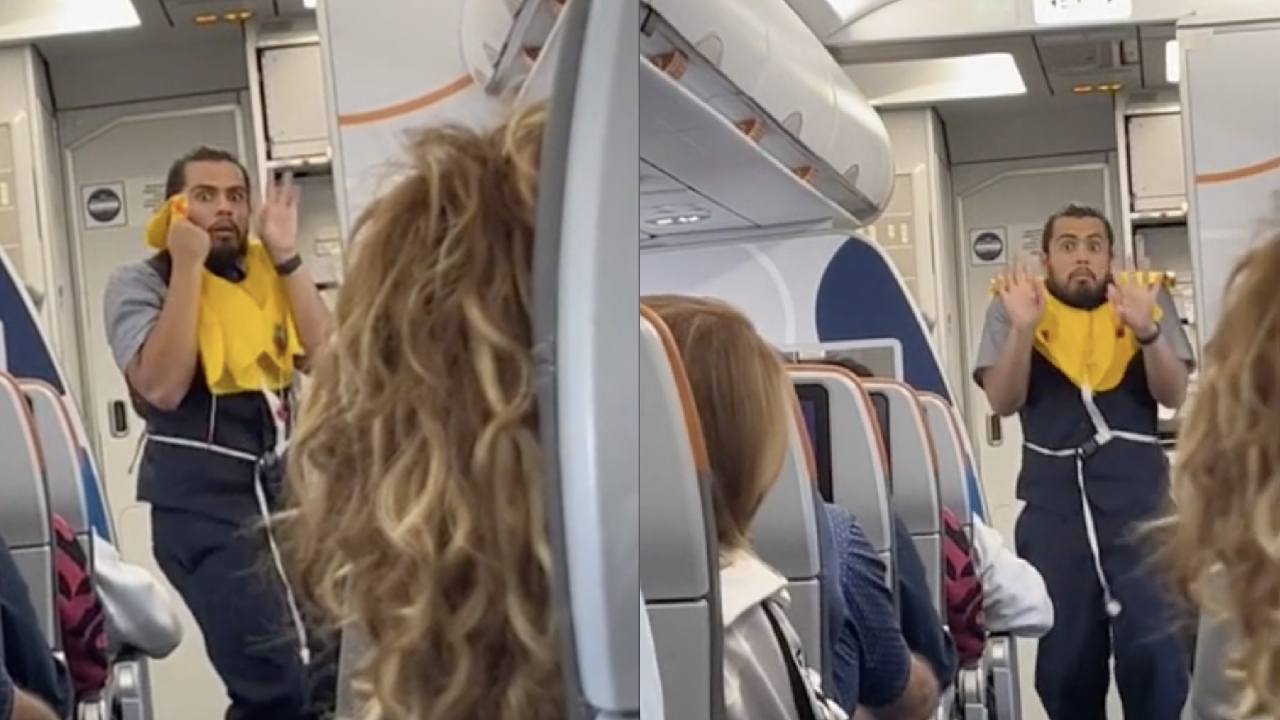 Flight attendant’s animated safety demonstration goes viral