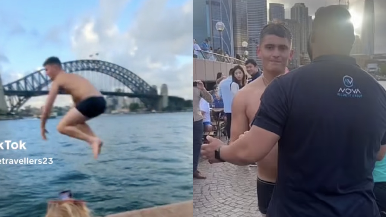 Tourist faces $10k fine for jumping into iconic harbour