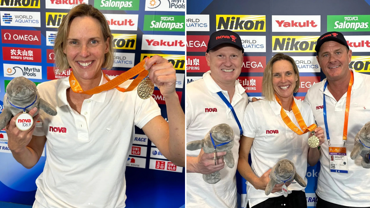 Swimming legend Susie O'Neill breaks world record at 50 years of age