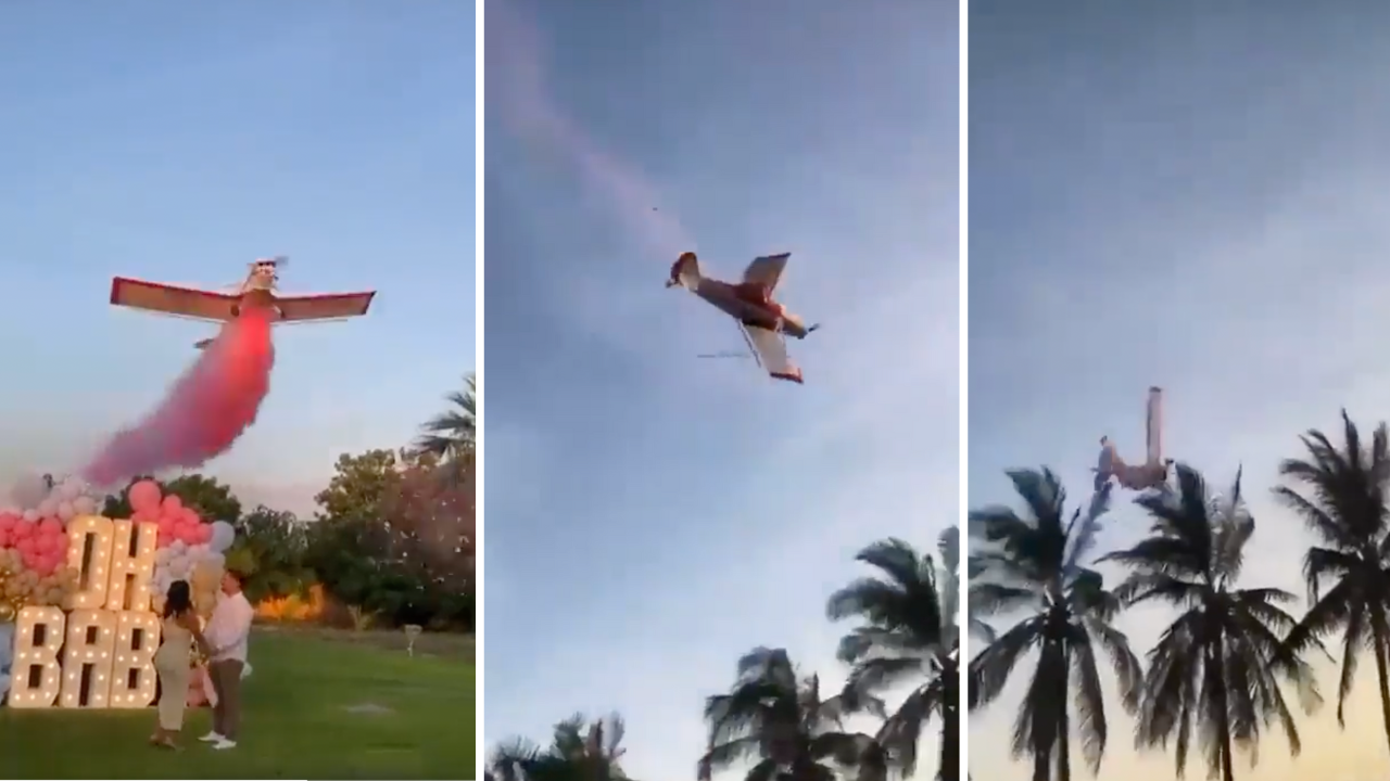 Horrifying moment plane crashes in gender reveal stunt