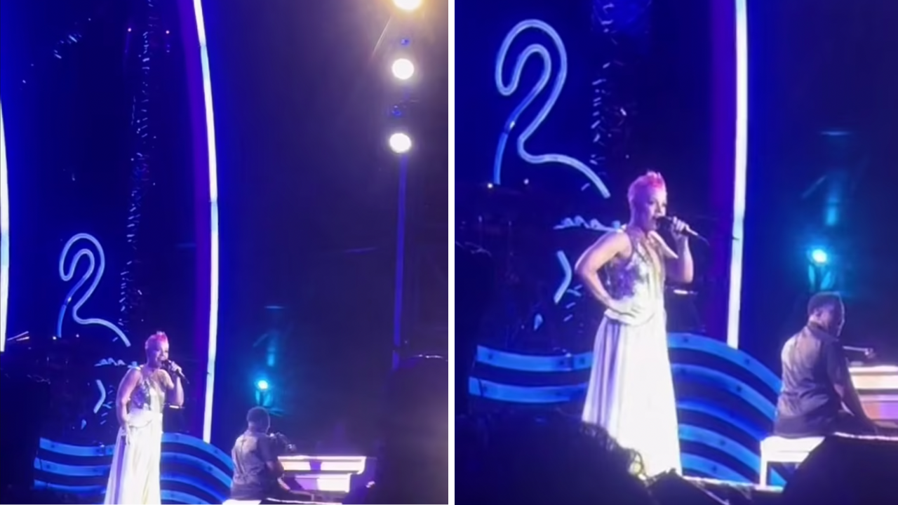 "Good luck!": Pink stops show as pregnant fan goes into labour