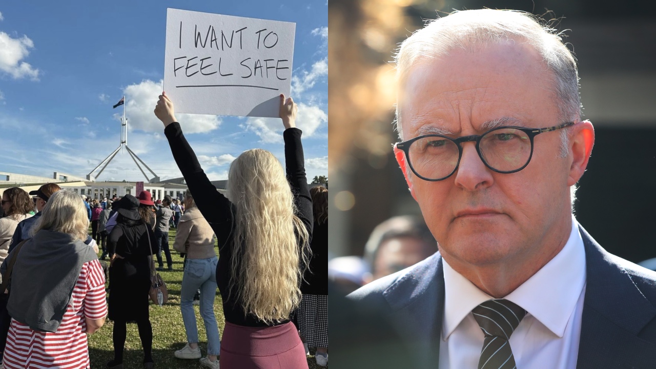 "It's up to men": Anthony Albanese joins violence against women rally