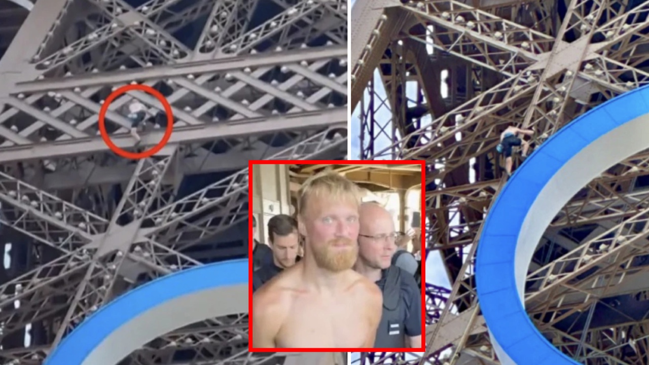 Man arrested for climbing Eiffel Tower before closing ceremony