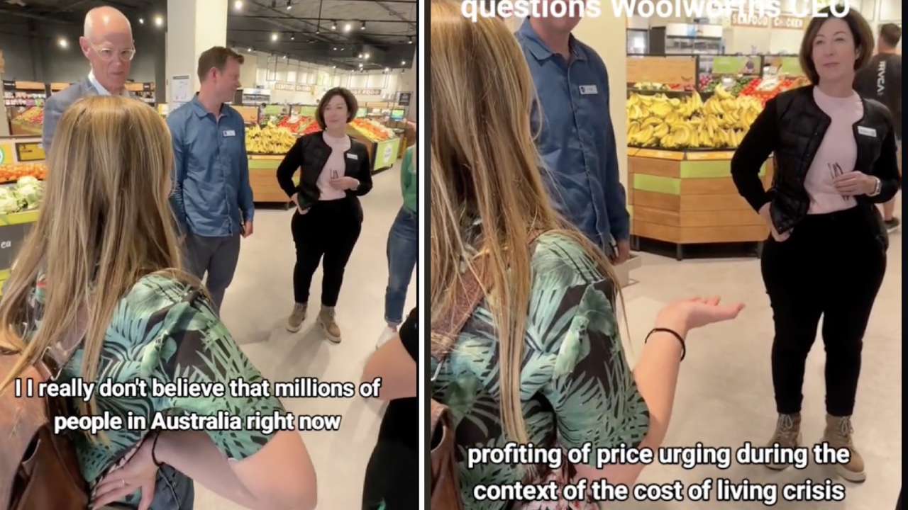 "Can you sleep at night?" Frustrated shopper confronts Woolies CEO over price gouging