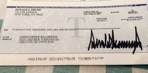 The Odd Detail On Donald Trump S Personal Cheque To Dead Soldier S Family Oversixty