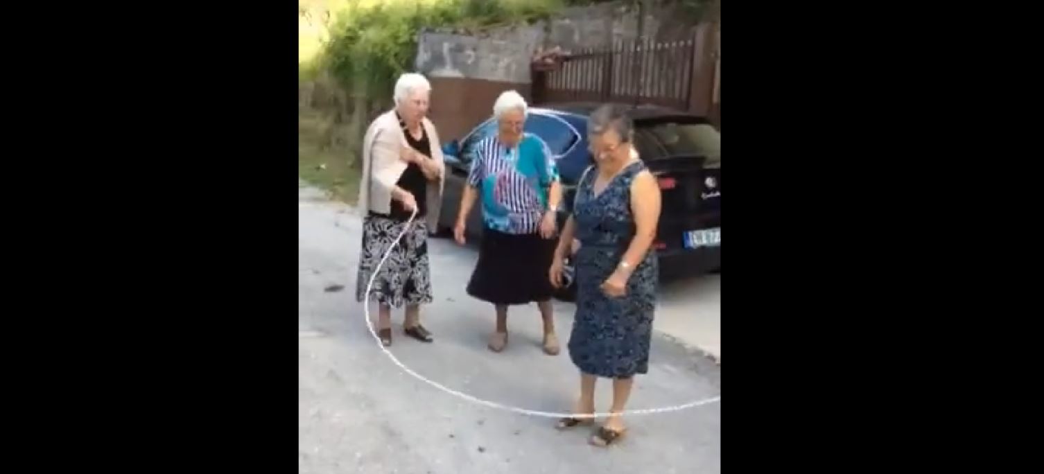 Watch three grandmas skip rope