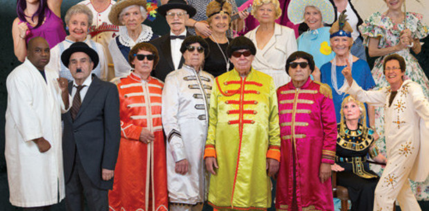 Retirement community dress up as iconic characters for calendar
