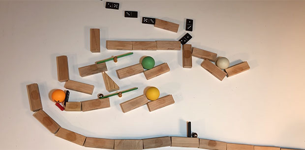 This incredible Rube Goldberg machine is timed perfectly with