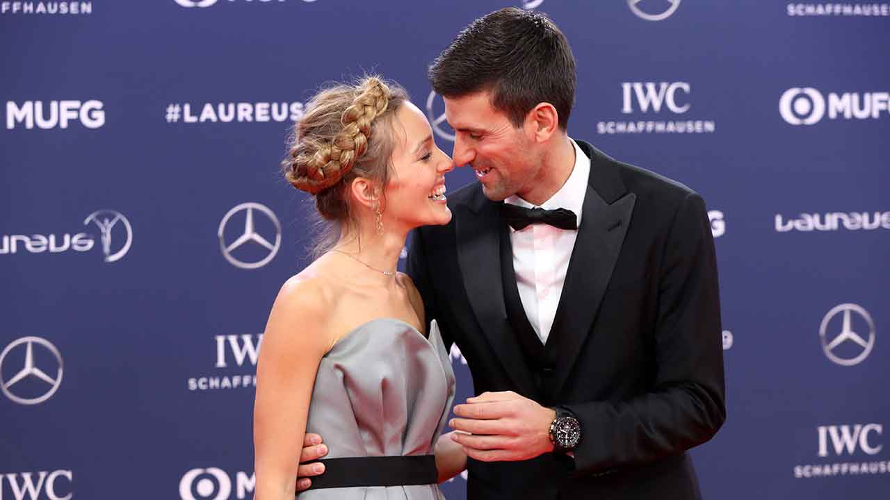Novak Djokovic's sweet kiss on red carpet with wife Jelena 