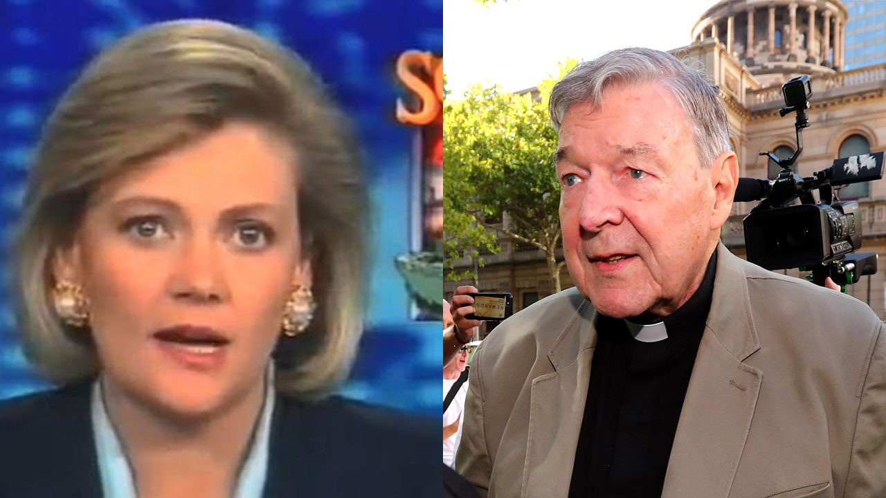 Why is 1980s newsreader Katrina Lee standing by George Pell's side? 