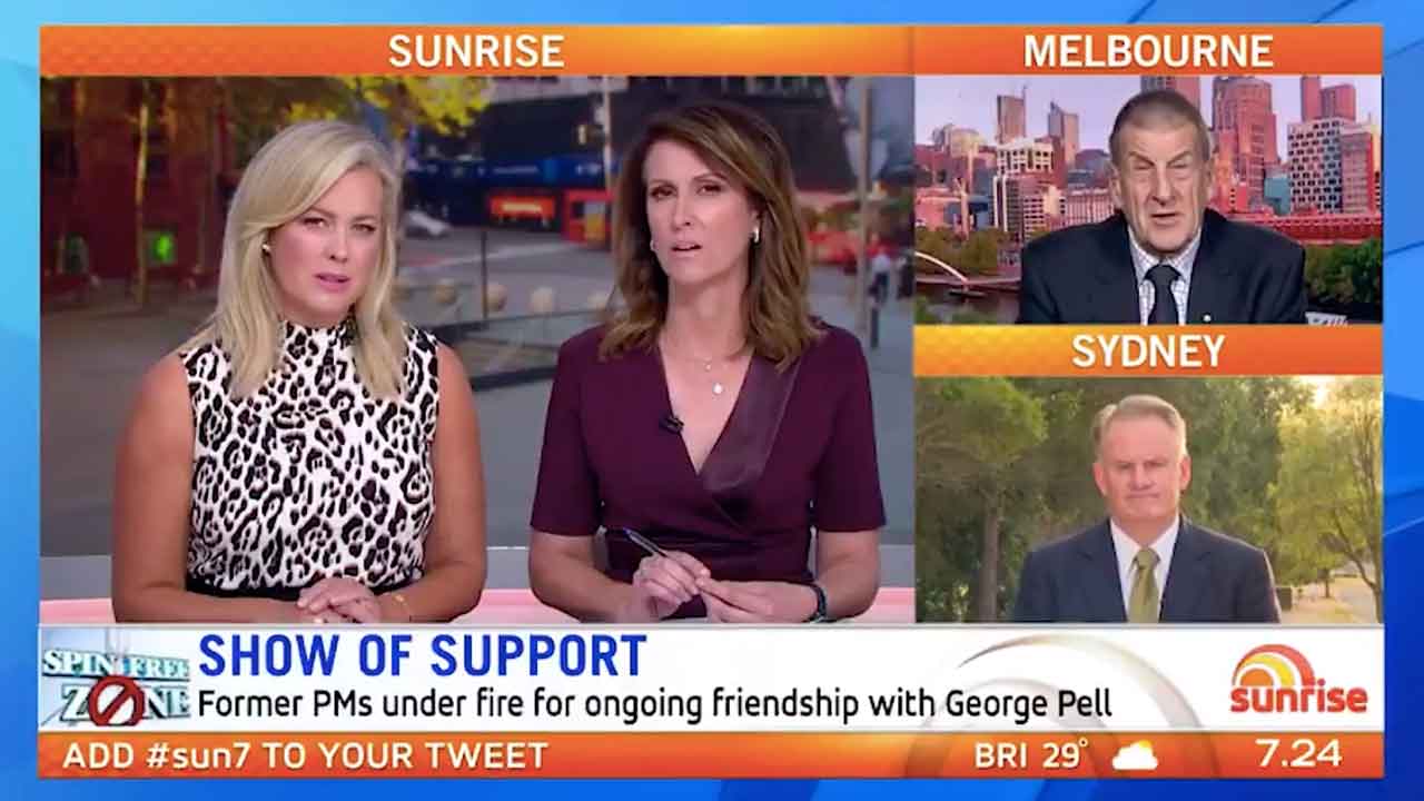 Sunrise hosts leave Jeff Kennett squirming after grilling him about George Pell