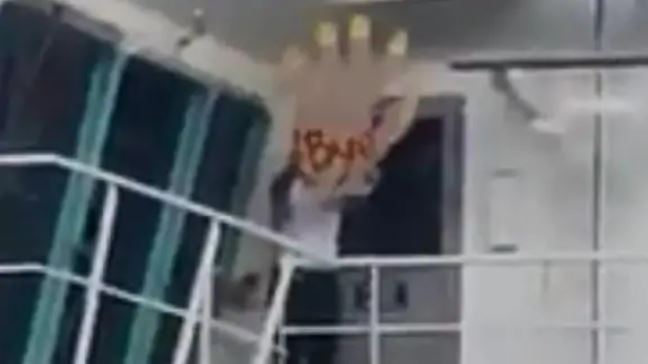 Mockery or bad timing? Cruise staff member waves giant fake hand as passengers miss the boat