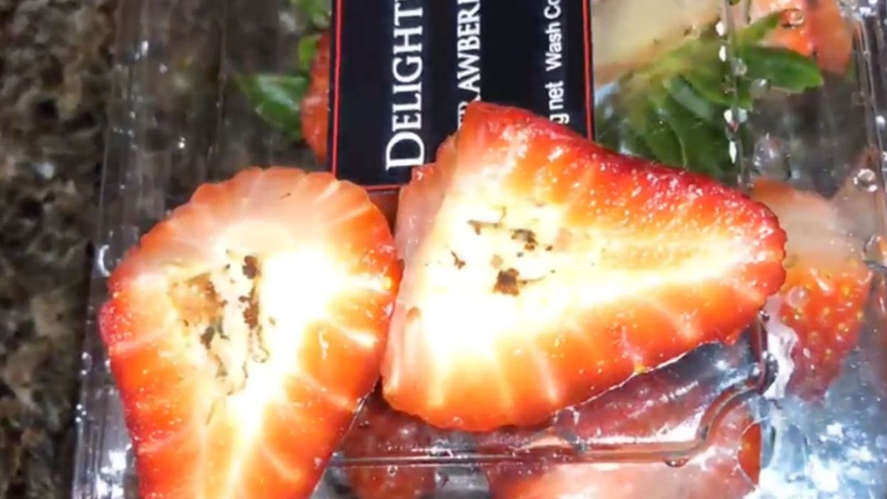 Shopper's horrifying discovery in her Coles strawberry