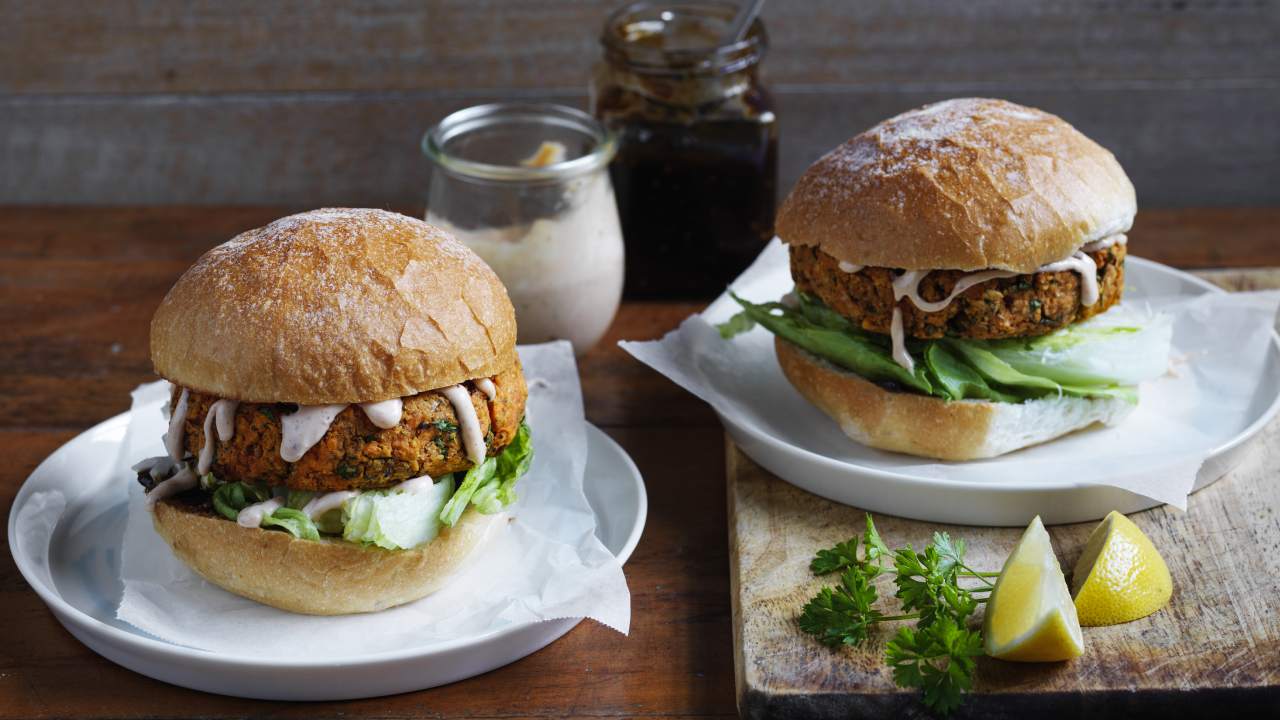 Boost your veggie intake with a sweet potato chickpea burger