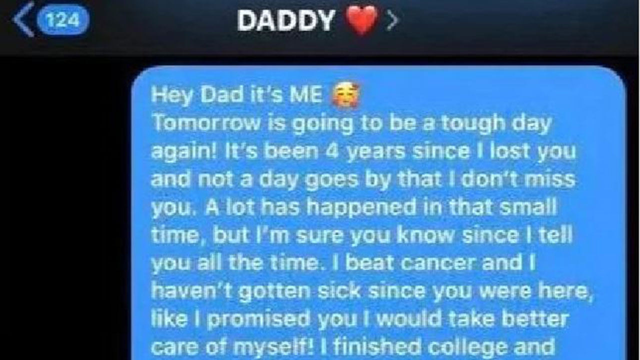 Woman texts dead dad every day for 4 years – then gets an emotional reply