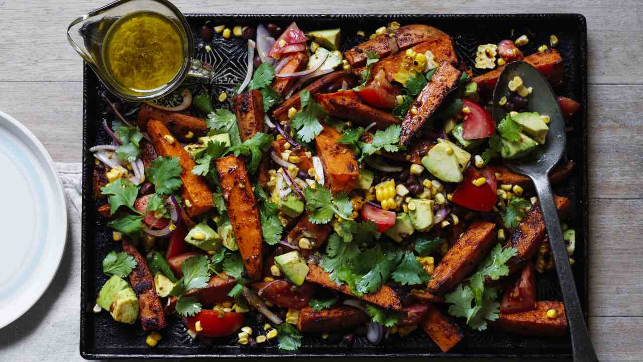 Sweet potato, corn and bean salad