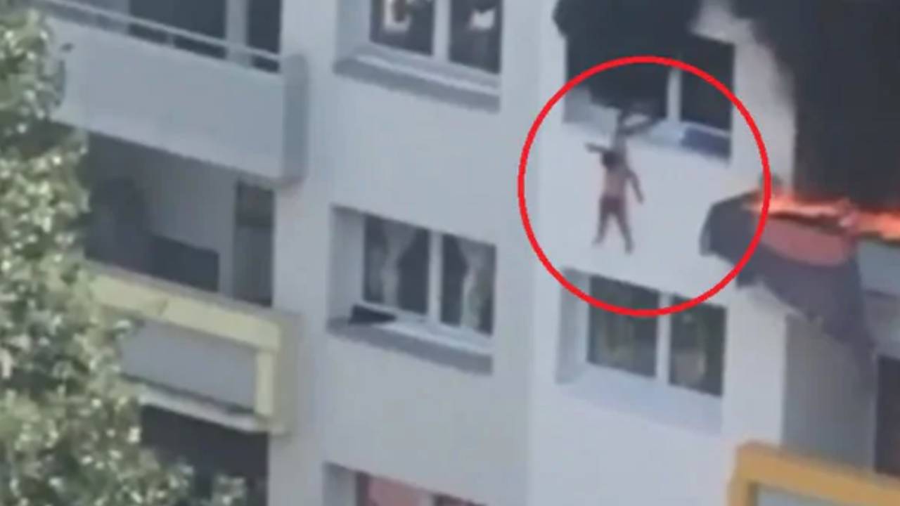 Dramatic moment kids fall from building