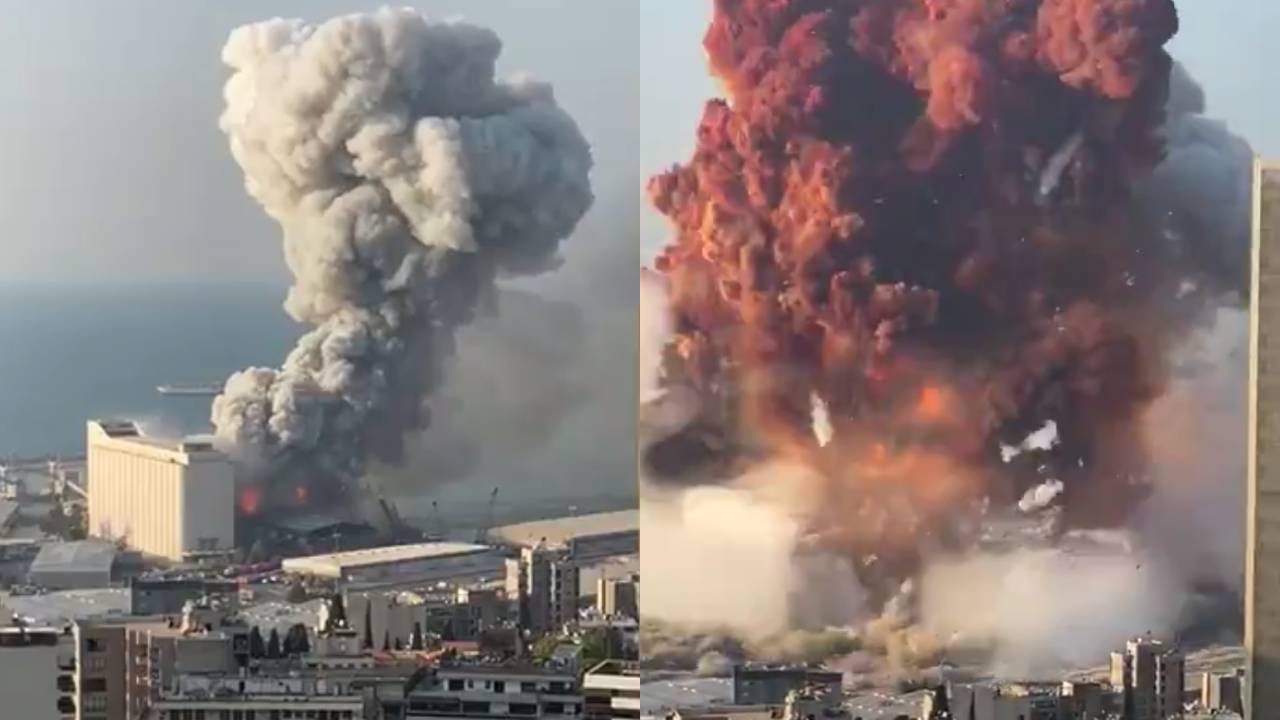 Unbelievable footage as massive explosion rocks Beirut